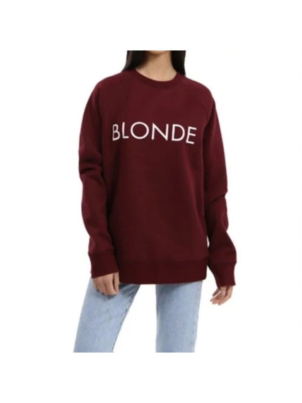 Brunette The Label Classic Crew Neck Sweatshirt Burgundy Small Medium
